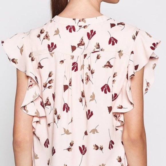 JOIE Ashtina Floral Crepe Cap Sleeve Pink Top NWT sz L - Picture 2 of 14